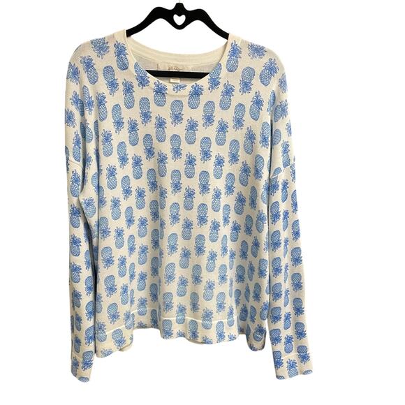 Lilly Pulitzer Tensley Sweater Sunwashed Blue Pineapple Slice of Sunshine Large - Picture 2 of 8